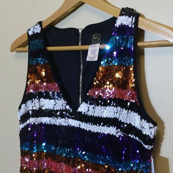 Showgirl Rainbow Sequin Stripe Mini Dress Swifty Eras Taylor Swift Party NWT - Picture 9 of 15